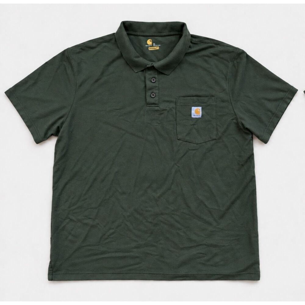 Carhartt Men’s XL Dark Olive Green Original Fit Pocket Polo Shirt Workwear